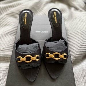 Saint Laurent Black and Gold Women's Shoes